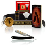 Dovo Ebony Silver Steel 5/8" Straight Razor with Luxury Shave Set